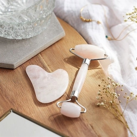 coffret roll on et Ghua Sha Quartz rose
