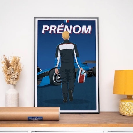 l'affiche enfant pilote F1 personnalisée