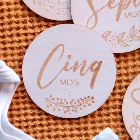 Cartes Étape Bébé en Bois à Personnaliser