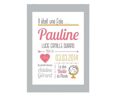 affiche de naissance fille