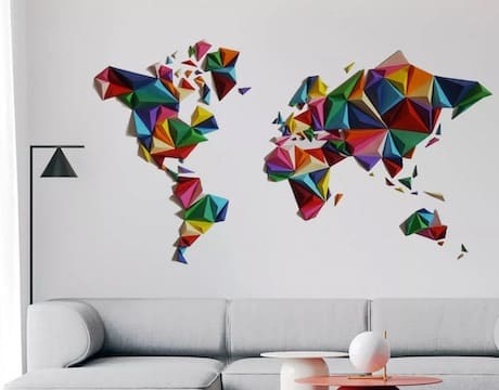 mappemonde multicolore