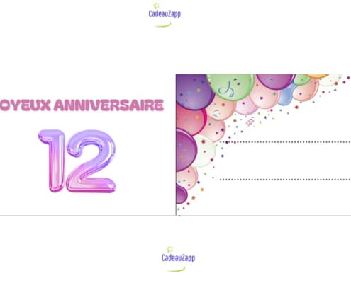 carte anniversaire fille 12 ans