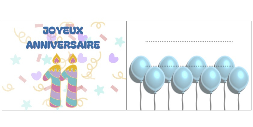 carte anniversaire garcon 11 ans