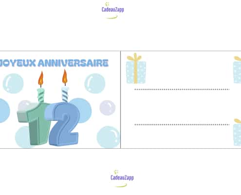 carte anniversaire garcon 12 ans