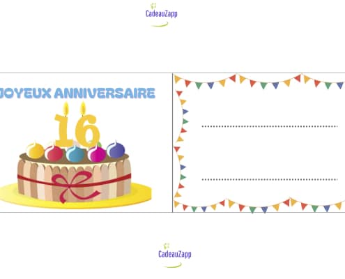carte anniversaire garcon 16 ans
