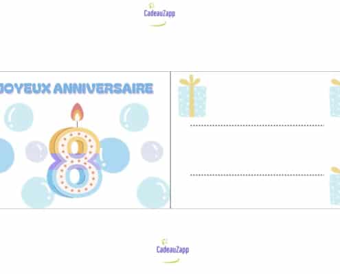 carte anniversaire garcon 8 ans