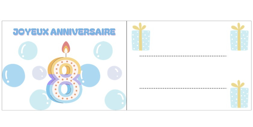 carte anniversaire garcon 8 ans