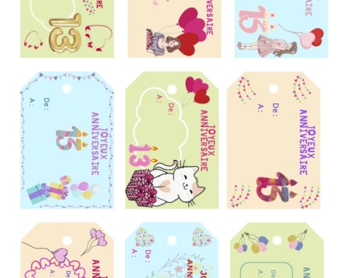 etiquettes anniversaire fille 13 ans