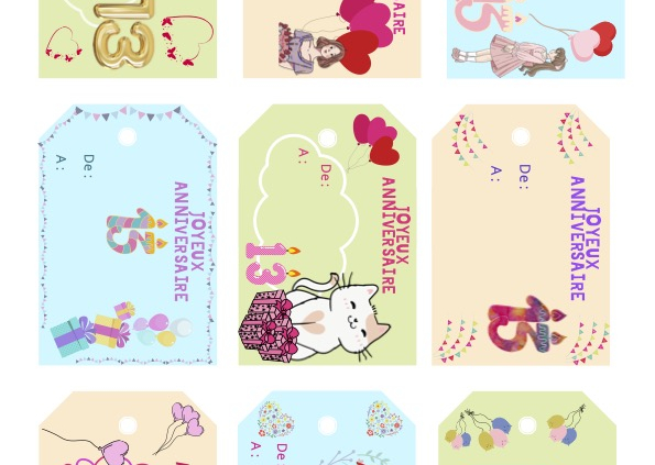 etiquettes anniversaire fille 13 ans