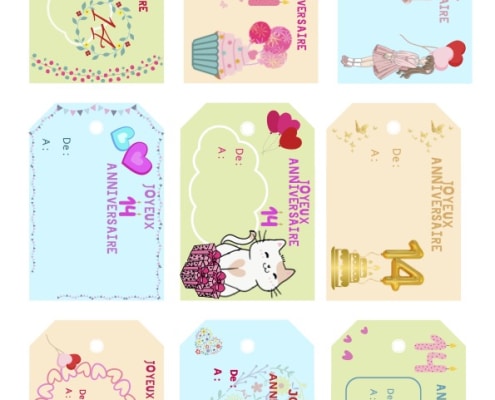 etiquettes anniversaire fille 14 ans