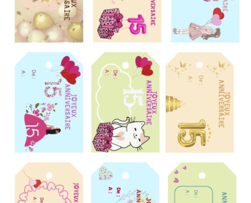 etiquettes anniversaire fille 15 ans