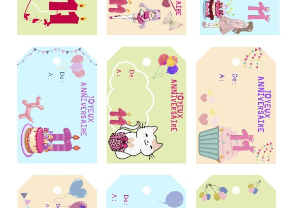 etiquettes anniversire fille 11 ans