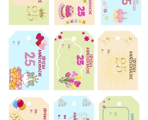 etiquettes anniverasire femme 25 ans