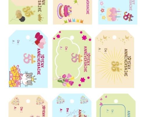 etiquettes anniversaire femme 35 ans