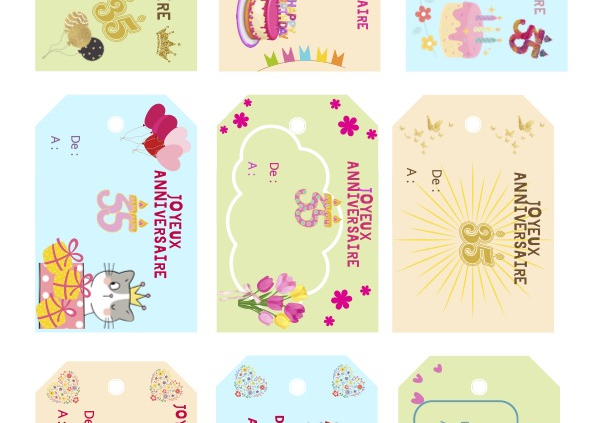 etiquettes anniversaire femme 35 ans