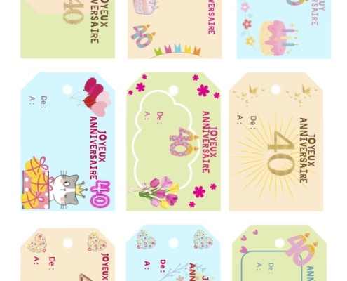 etiquettes anniversaire femme 40 ans