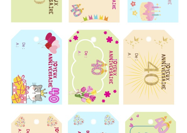 etiquettes anniversaire femme 40 ans