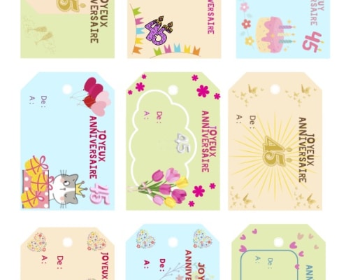 etiquettes anniversaire femme 45 ans