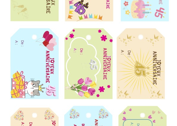 etiquettes anniversaire femme 45 ans