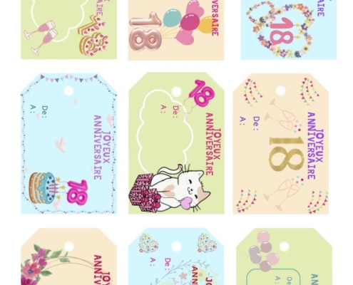 etiquettes anniversaire fille 18 ans