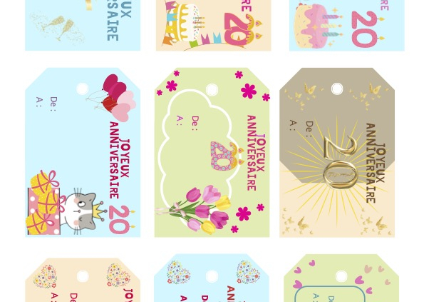 etiquettes anniversaire femme 20 ans