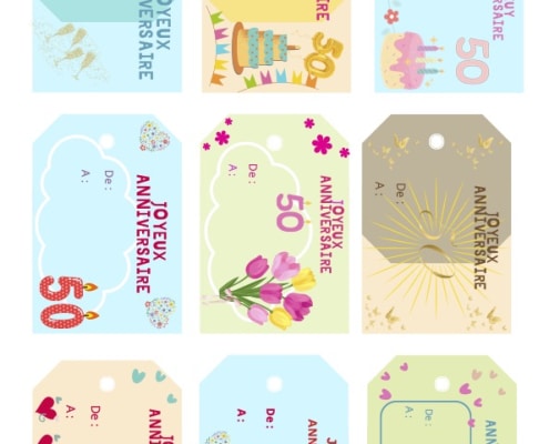 etiquettes anniversaire femme 50 ans