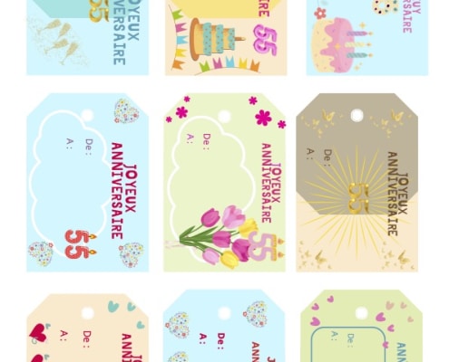 etiquettes anniversaire femme 55 ans