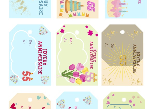 etiquettes anniversaire femme 55 ans