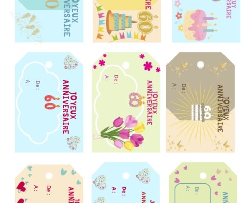 etiquettes anniversaire femme 60 ans