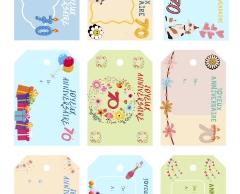 etiquettes anniversaire femme 70 ans