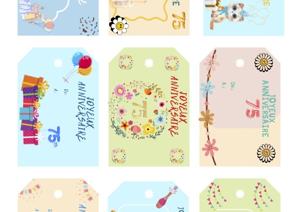 etiquettes anniversaire femme 75 ans