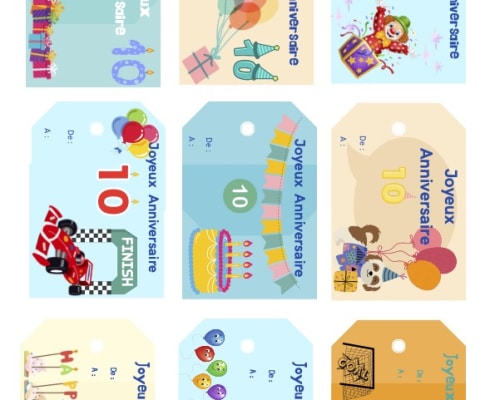 etiquettes anniversaire garçon 10 ans