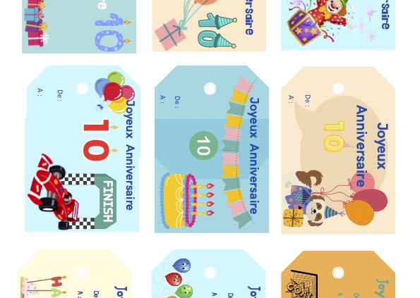 etiquettes anniversaire garçon 10 ans