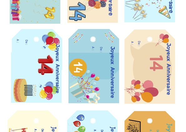 etiquettes anniversaire garçon 14 ans