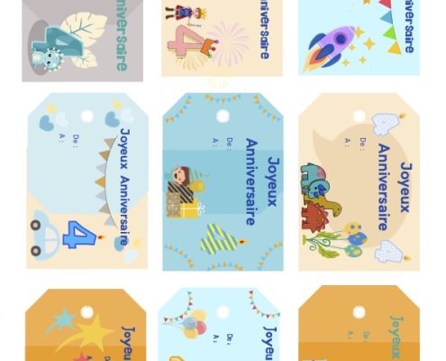 etiquettes anniversaire garçon 4 ans