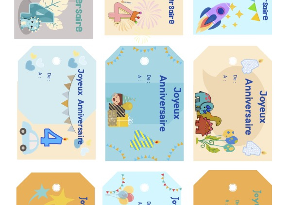 etiquettes anniversaire garçon 4 ans