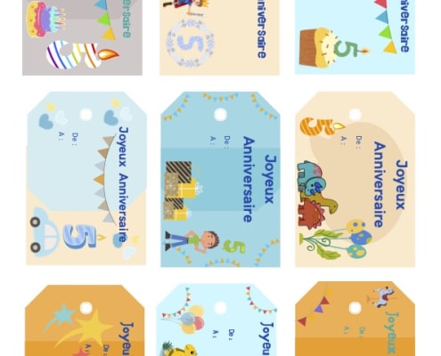 etiquettes anniversaire garçon 5 ans